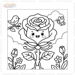 Tranh tô màu hoa hồng cute Tranh tô màu hoa hồng cute