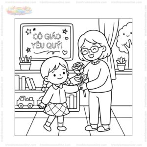 Tranh tô màu hoa hồng tặng cô giáo Tranh tô màu hoa hồng tặng cô giáo