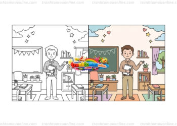tranh tô màu nghề giáo viên