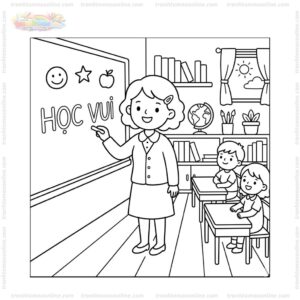 Tranh tô màu nghề giáo viên viết bảng Tranh tô màu nghề giáo viên viết bảng