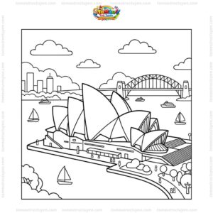 Tranh tô màu nhà hát Opera Sydney ban ngày