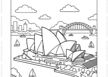 Tranh tô màu nhà hát Opera Sydney ban ngày