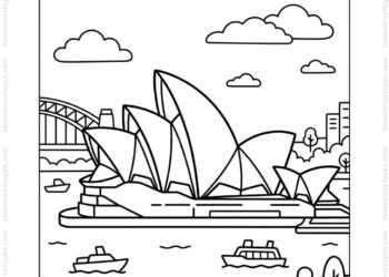 Tranh tô màu nhà hát Opera Sydney cho bé