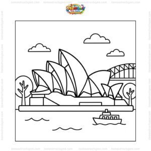 Tranh tô màu nhà hát Opera Sydney đơn giản