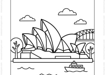 Tranh tô màu nhà hát Opera Sydney đơn giản