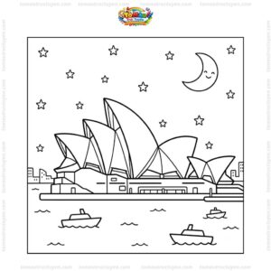 Tranh tô màu nhà hát Opera Sydney về đêm
