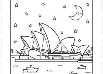 Tranh tô màu nhà hát Opera Sydney về đêm