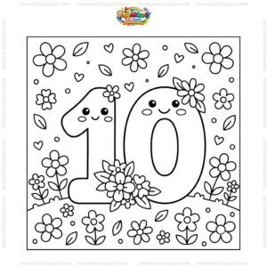 Tranh tô màu số 10 cùng hoa