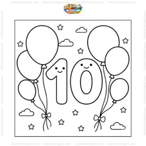 Tranh tô màu số 10 và bóng bay