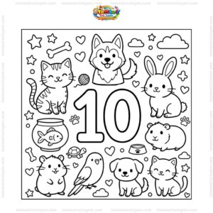 Tranh tô màu số 10 với thú cưng