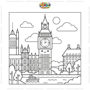 Tranh tô màu tháp Big Ben cho bé