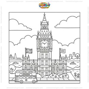Tranh tô màu tháp Big Ben đẹp