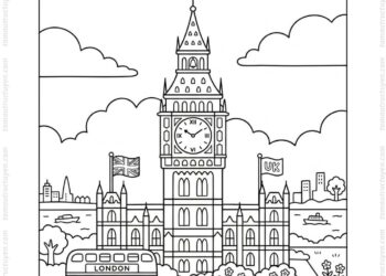 Tranh tô màu tháp Big Ben đẹp