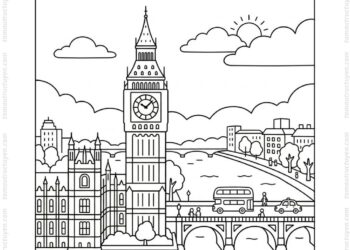 Tranh tô màu tháp Big Ben và cầu