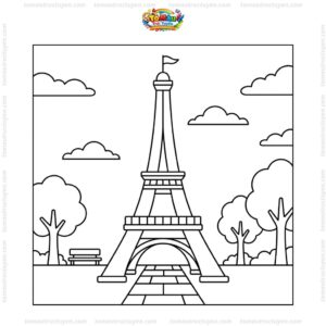 Tranh tô màu tháp Eiffel đơn giản