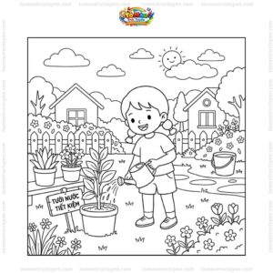 Tranh tô màu tiết kiệm nước khi tưới cây