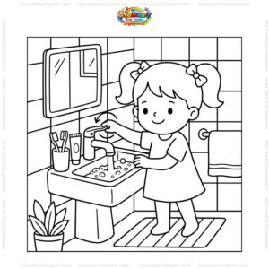 Tranh tô màu tiết kiệm nước khóa vòi