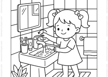 Tranh tô màu tiết kiệm nước khóa vòi