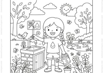 Tranh tô màu tiết kiệm nước môi trường