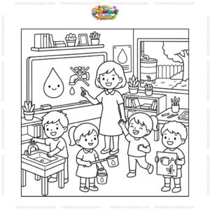 Tranh tô màu tiết kiệm nước tuyên truyền