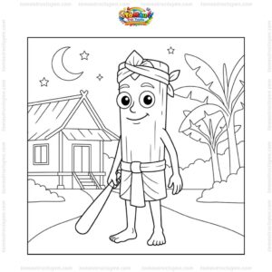 Tranh tô màu Tung Tung Tung Sahur cầm gậy
