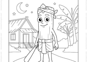 Tranh tô màu Tung Tung Tung Sahur cầm gậy