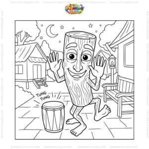 Tranh tô màu Tung Tung Tung Sahur nhảy múa