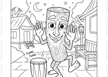 Tranh tô màu Tung Tung Tung Sahur nhảy múa