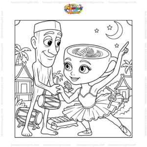 Tranh tô màu Tung Tung Tung Sahur và Ballerina Cappuccina