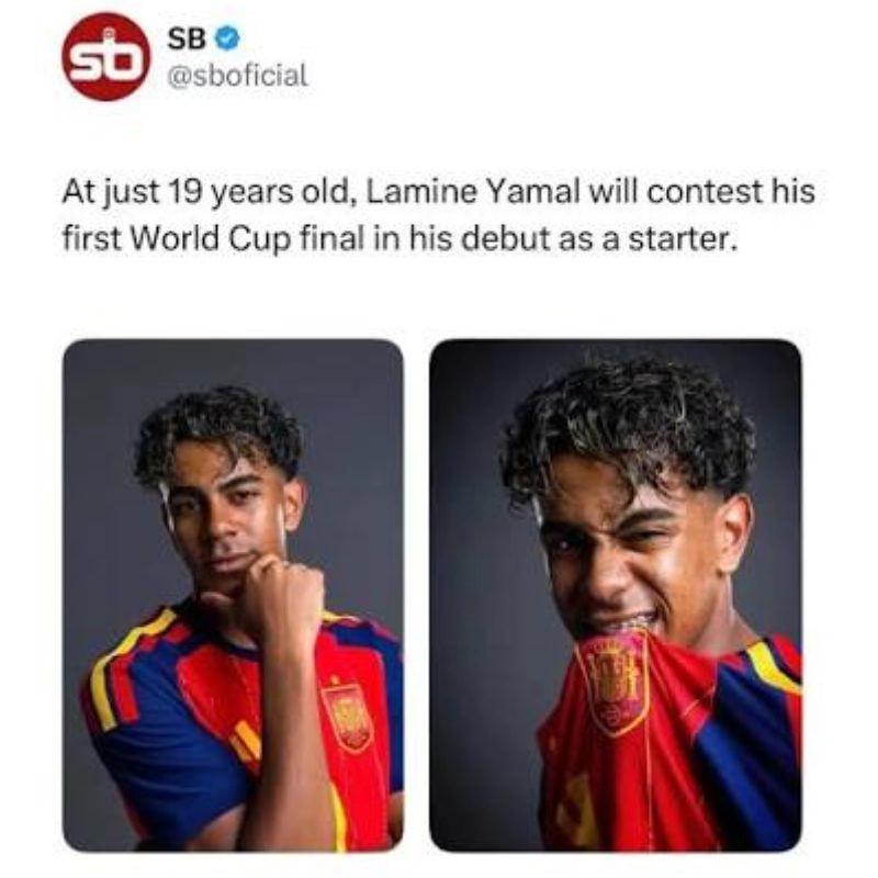 Ảnh chế Lamine Yamal tạo dáng cực ngầu kèm dòng chú thích tuyển thủ trẻ World Cup