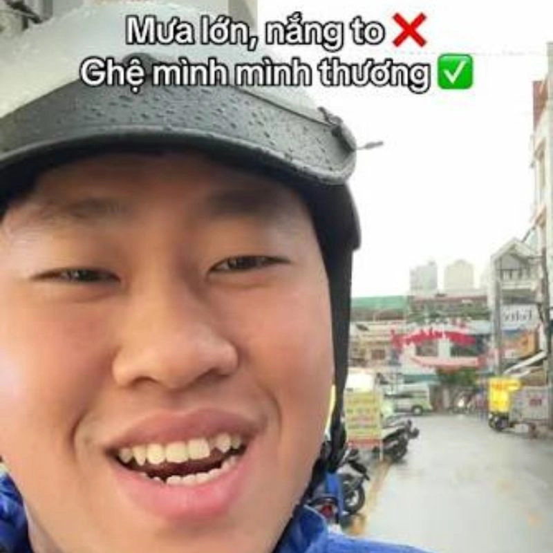 Meme Mai Trí Thức đội mũ bảo hiểm nói về thời tiết