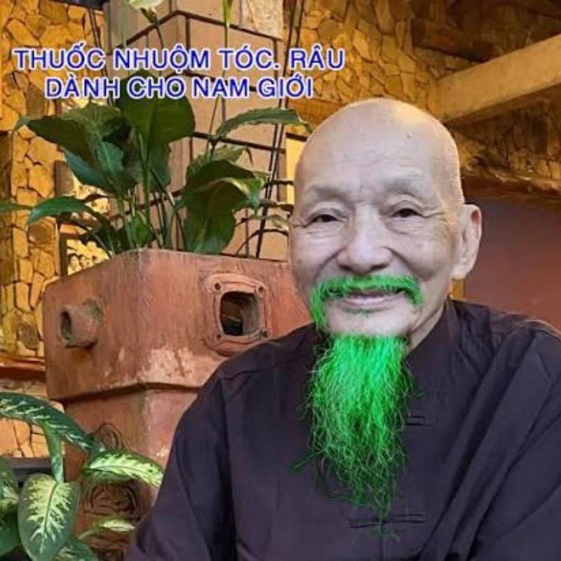 Hình ảnh thầy ông nội với bộ râu nhuộm màu xanh lá độc lạ trong các ảnh chế hài hước