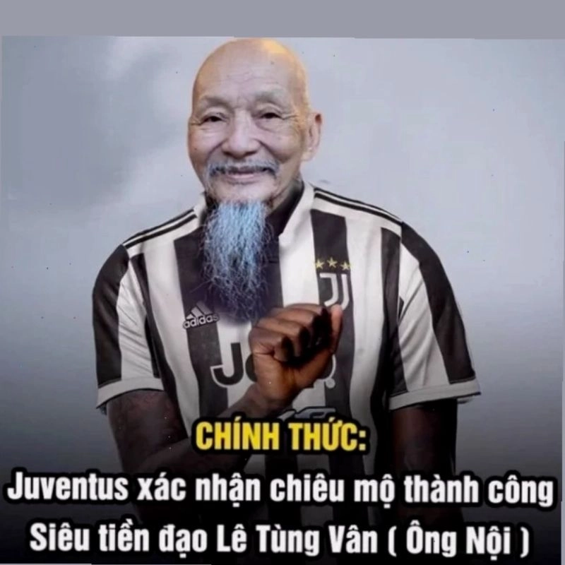 Ảnh chế chân dung ông Lê Tùng Vân trong áo đấu Juventus