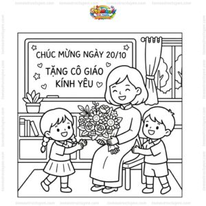 Tranh tô màu 20/10 tặng cô giáo