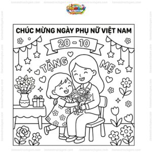 Tranh tô màu 20/10 tặng mẹ
