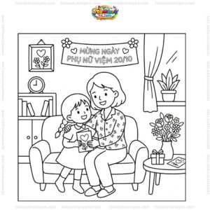 Tranh tô màu 20/10 thiệp chúc mừng