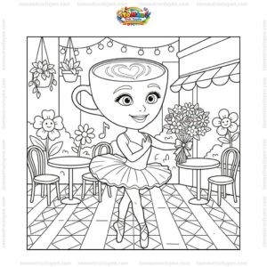 Tranh tô màu Ballerina Cappuccina cầm hoa Tranh tô màu Ballerina Cappuccina cầm hoa