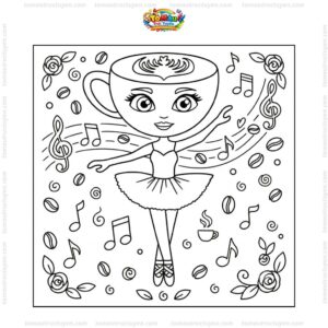 Tranh tô màu Ballerina Cappuccina chibi Tranh tô màu Ballerina Cappuccina chibi