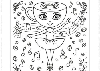 Tranh tô màu Ballerina Cappuccina chibi