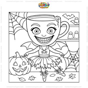 Tranh tô màu Ballerina Cappuccina Halloween Tranh tô màu Ballerina Cappuccina Halloween