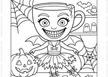 Tranh tô màu Ballerina Cappuccina Halloween