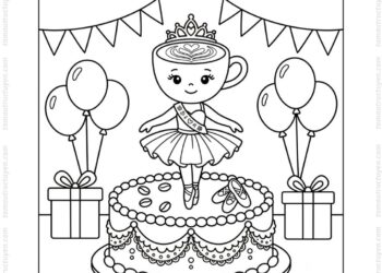 Tranh tô màu Ballerina Cappuccina sinh nhật