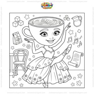Tranh tô màu Ballerina Cappuccina váy công chúa Tranh tô màu Ballerina Cappuccina váy công chúa