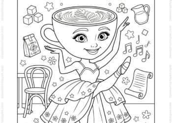 Tranh tô màu Ballerina Cappuccina váy công chúa