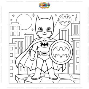Tranh tô màu Batman cầm khiên Tranh tô màu Batman cầm khiên
