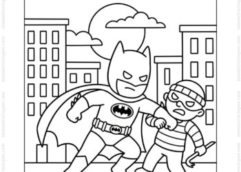 Tranh tô màu Batman chiến đấu