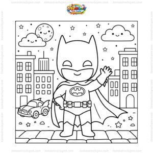 Tranh tô màu Batman cute Tranh tô màu Batman cute