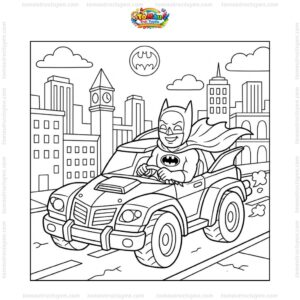 Tranh tô màu Batman lái xe Tranh tô màu Batman lái xe