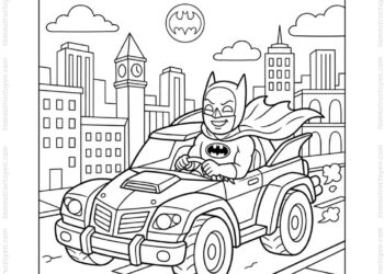 Tranh tô màu Batman lái xe