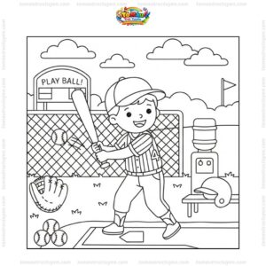 Tranh tô màu bóng chày đơn giản